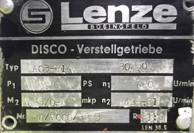 Adjustable gear motor 0.18 kW 81-485 rpm Lenze A03-R14