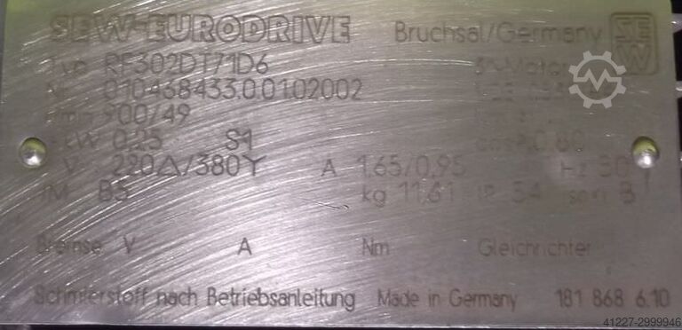 Geared motor 0.25 kW 49 rpm SEW-EURODRIVE RF302DT71D6