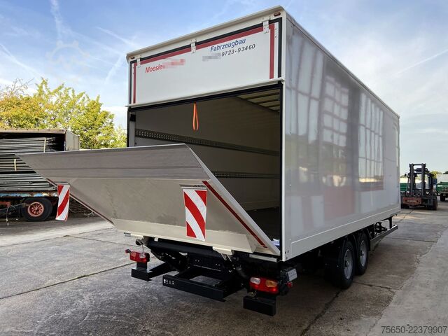Box trailer Möslein TKO105 D-L 6 m  10 t GG Tandem Koffer, Ladebordwand+ Durchladbar, 6,20 m