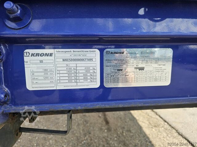 2015 KRONE SD / ALUFELGEN / ALUMINIUM-SEITENWÄNDE / HUCKEPACK / SCHIEBEDACH / SAF SCHEIBENBREMSEN. KRONE SD/ ALUMINIUM RIMS/ ALUMINIUM SIDE BOARDS /HUCK...