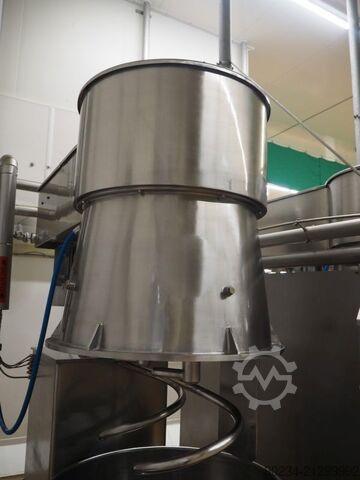 Gebrauchter Edelstahl-Planetenmischer Grieser Modell VPL 350 mit Mischbehältern. GRIESER VPL 350