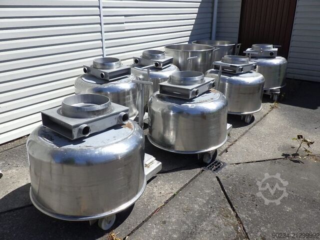 Gebrauchter Edelstahl-Planetenmischer Grieser Modell VPL 350 mit Mischbehältern. GRIESER VPL 350