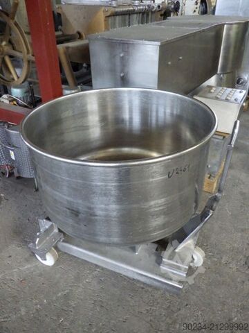 Gebrauchter Edelstahl-Planetenmischer Grieser Modell VPL 350 mit Mischbehältern. GRIESER VPL 350