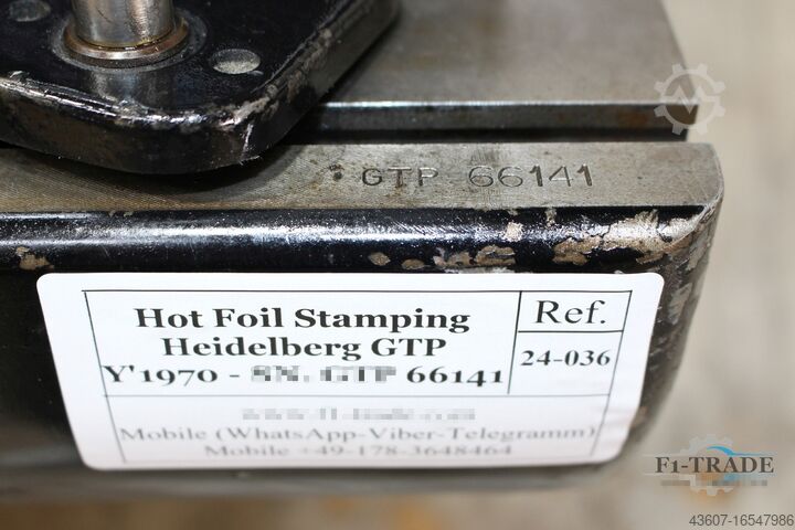 Heißfolienprägetiegel / Hot Foil Stamping Tiegel Heidelberg GTP