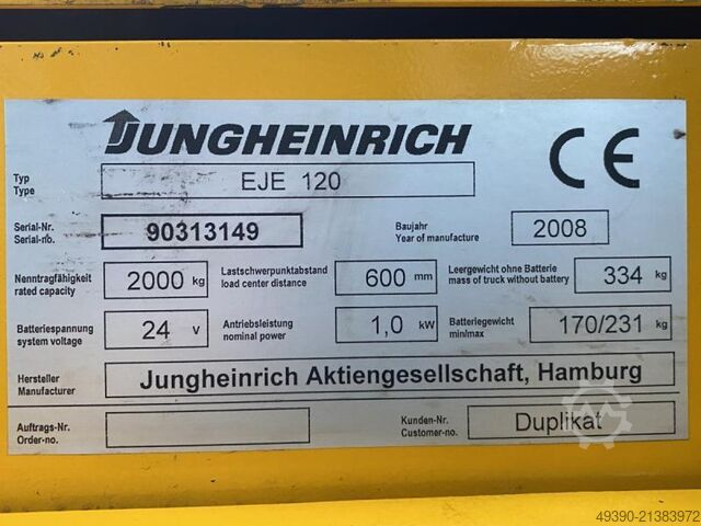 Electric pedestrian stacker, low-lift pallet truck, pallet truck (Ameise), pedestrian stacker, palle JUNGHEINRICH EJE 120