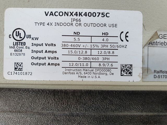 INVERTER FREQUENCY CONVERTER VACON X-Series 4X 40400C / 4X 40075C1 / 4X 40075C