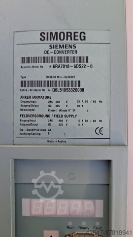 DC Converter 14,5 kW, Siemens D485/30 Siemens D485/30 Mre-GeE6S22