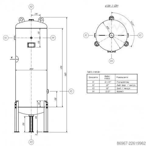 Vertikaler Druckbehälter CORMAK Zbiornik ciśnieniowy 11 BAR 270 L
