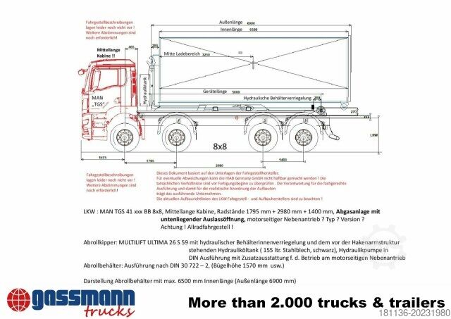 Roll-off tipper truck HIAB Ultima 26S59 Abrollanlage, Funk