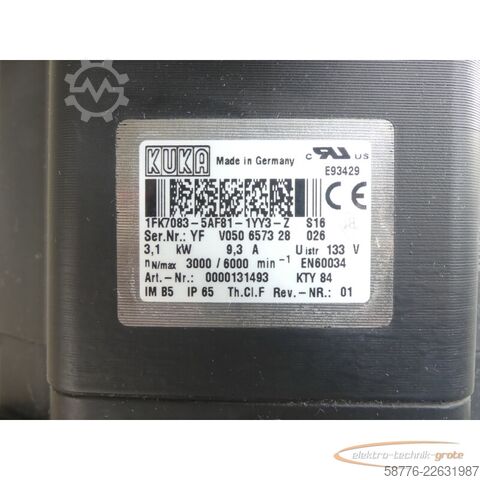 Control unit KUKA 1FK7083-5AF81-1YY3-Z S16 Servomotor SN: YFV050657328026