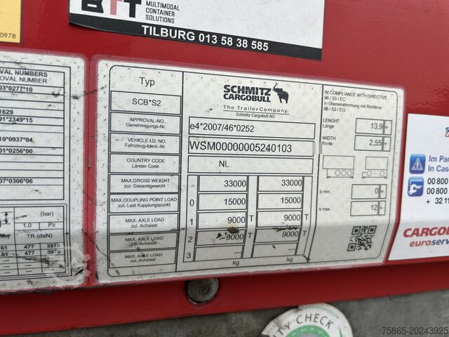 Box body Schmitz Cargobull SCB S2 / Box Trailer / Disk / APK TUV 07-26
