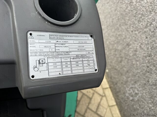 Mitsubishi FG25N Triplex 5.5m Freelift / Sideshift LPG 2012 MITSUBISHI FG25N Triplo 550 Freelift / Sideshift LPG 2012