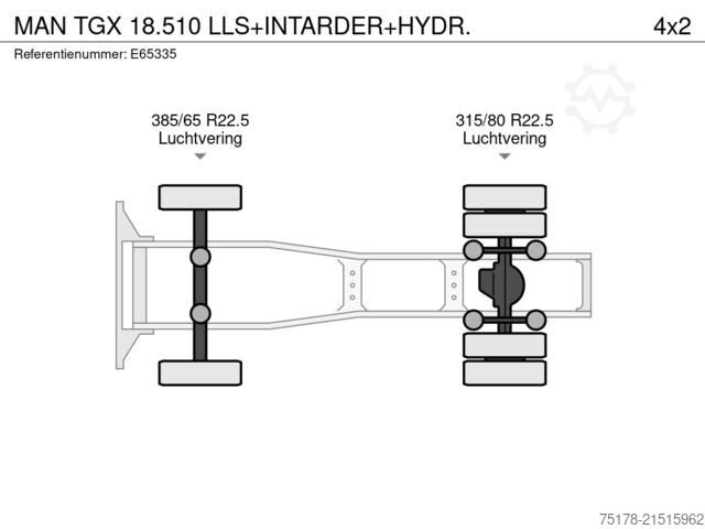 Standard tractor MAN TGX 18.510 LLS+INTARDER+HYDR.
