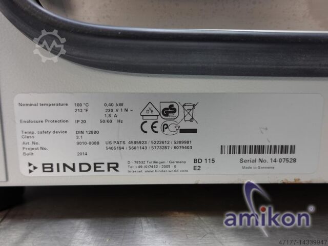 Incubator 115 liters 5°C to 100°C Binder BD 115
