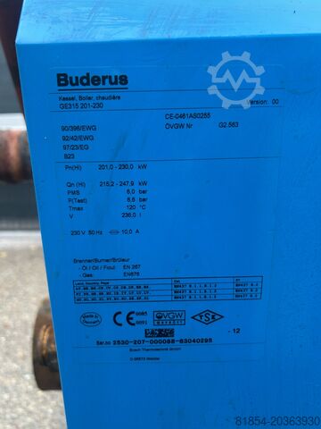 Buderus GE315 Heizkessel 230kw (0295) Buderus GE315 Heizkessel 230kw (0295)Öl Buderus GE315 Heizkessel 230kw (0295)